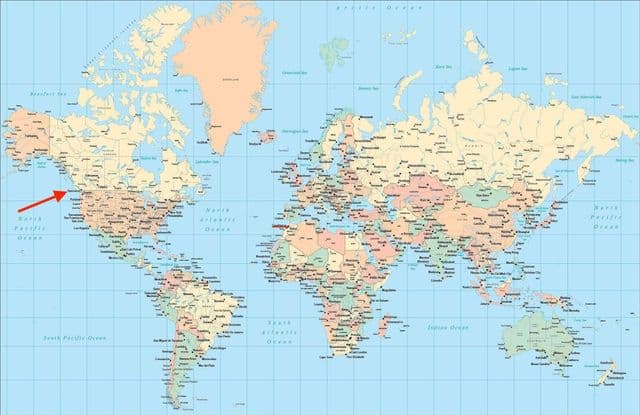 Localização de Vancouver no mapa do mundo