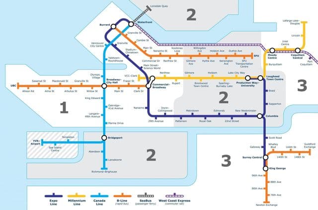 Mapa das zonas de Vancouver