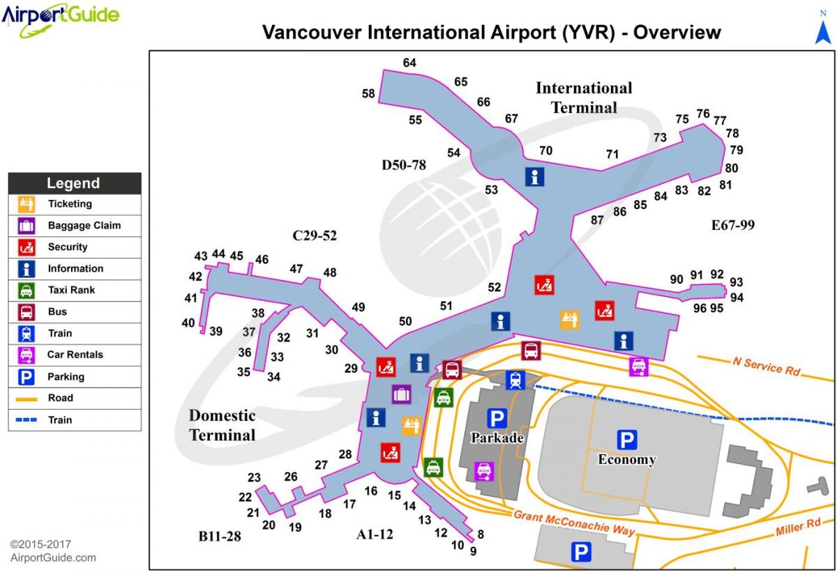 Mapa do terminal do aeroporto de Vancouver