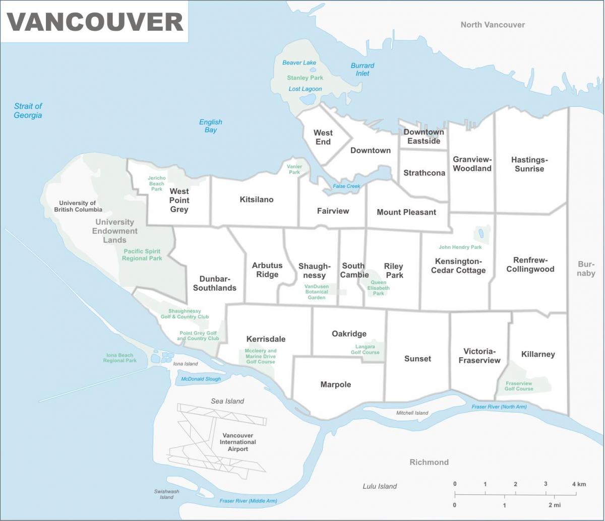 Mapa do distrito de Vancouver