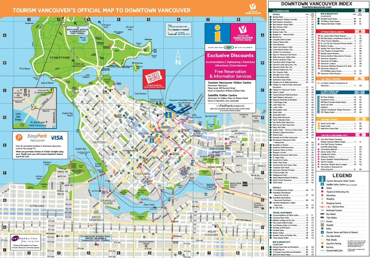 Mapa do centro da cidade de Vancouver