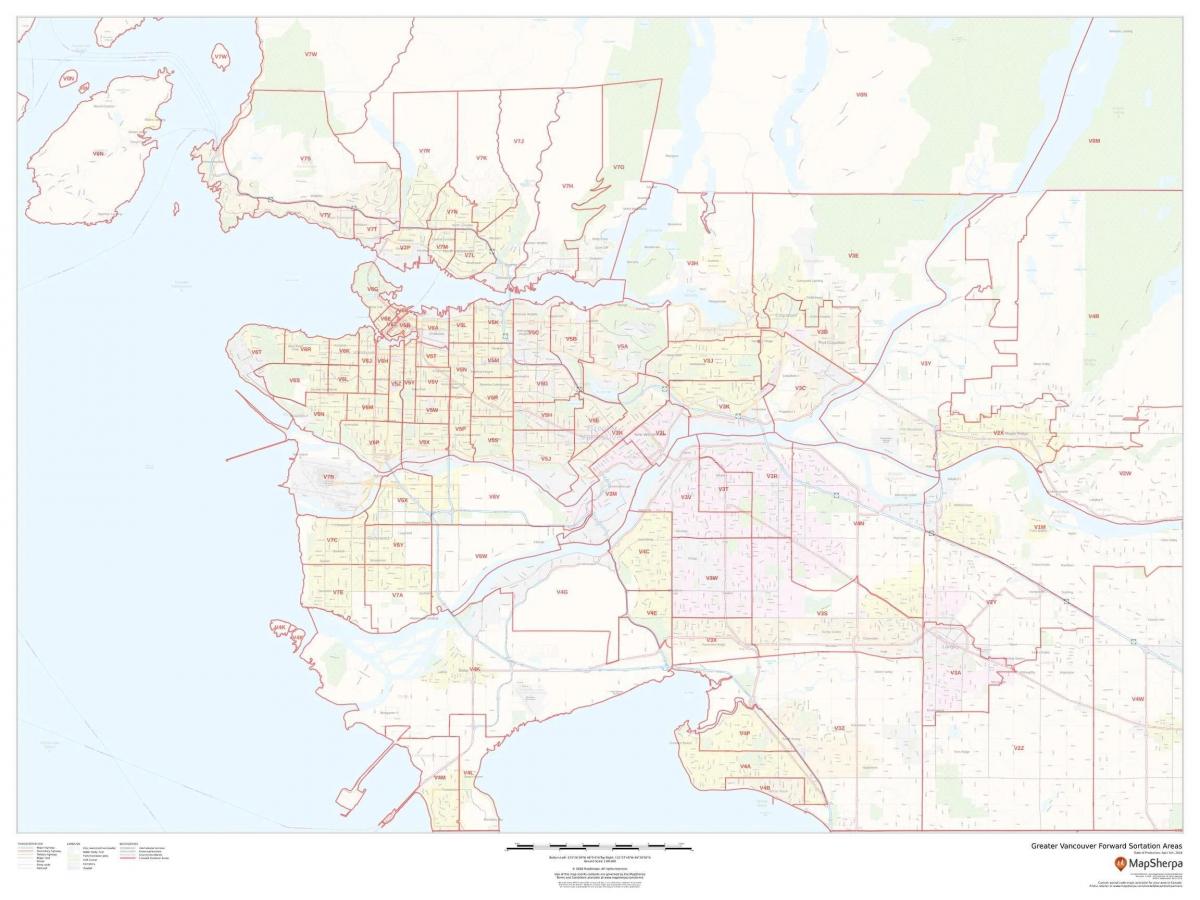 Mapa de códigos postais de Vancouver