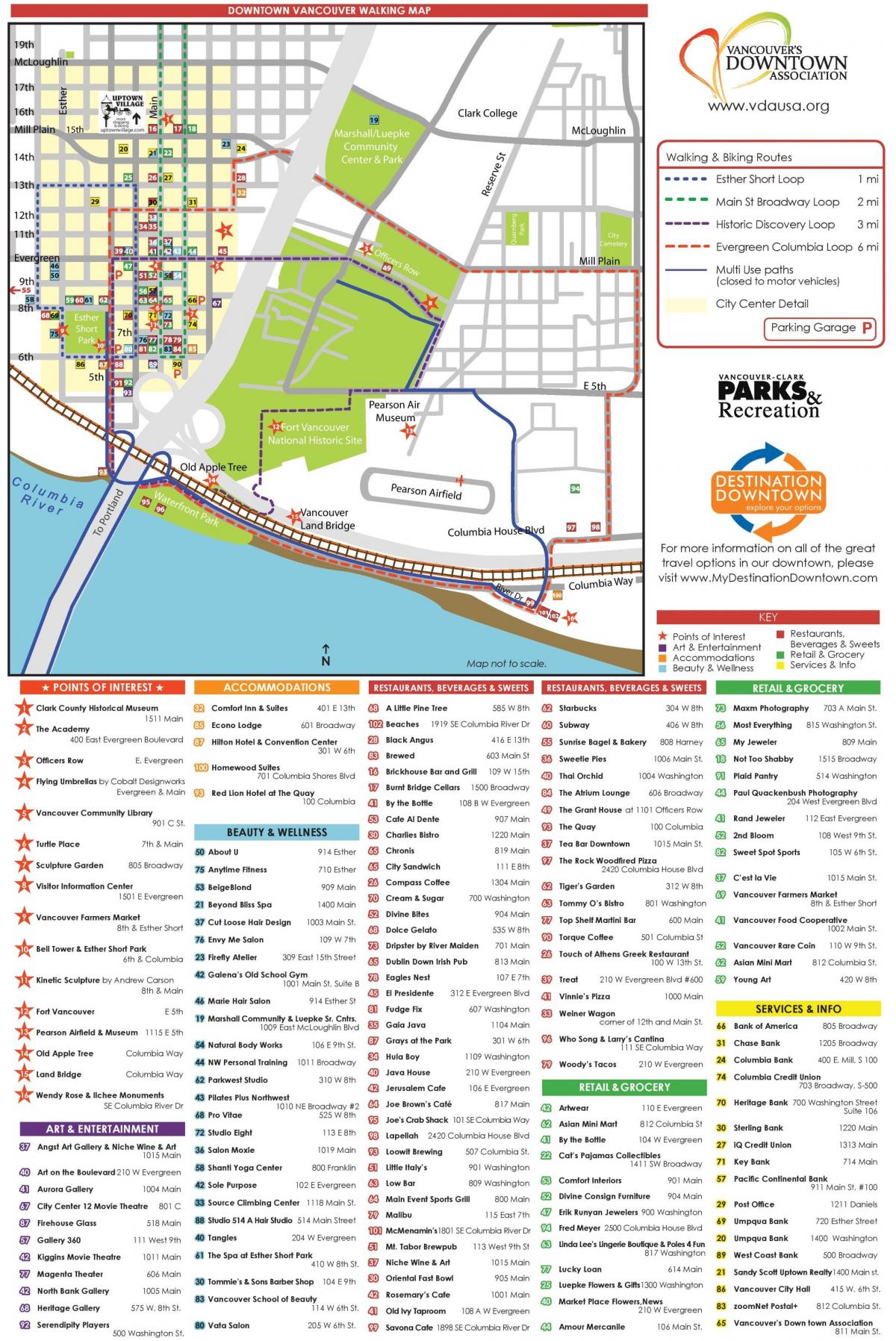 Mapa dos passeios a pé em Vancouver